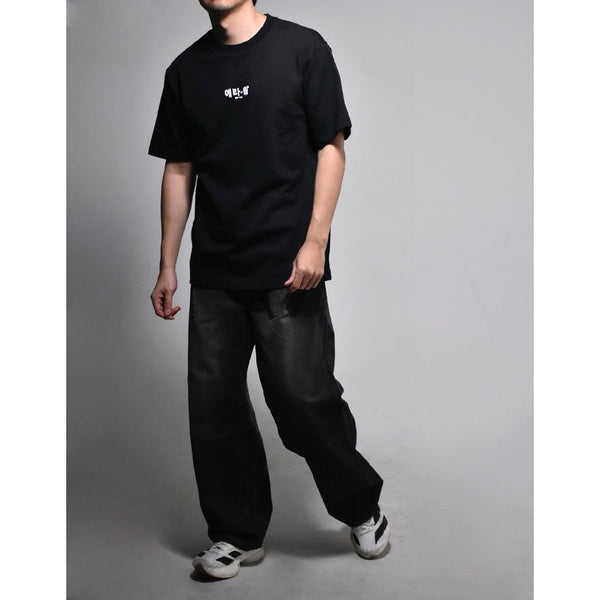 era-won กางเกงยีนส์ BAGGY DENIM กางเกงขายาว มีจีบหน้า ทรงขาหลวม สี Black mamba (ดำ)