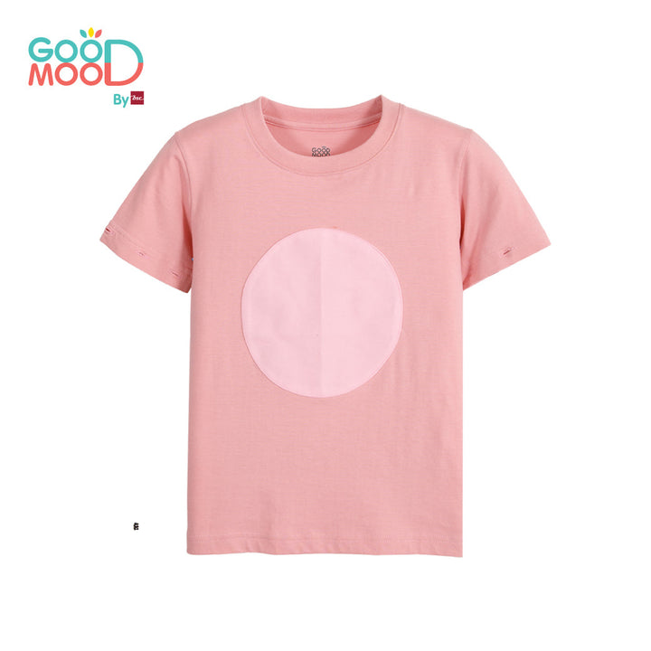 Good Mood by bsc เสื้อยืดคอกลมแขนยาวถอดแขน สีชมพู + PATCHES ลายสัตว์ 6 ชิ้น สำหรับเด็กอายุ 2-9 ปี ผ้าคอตตอน ICCSHOPPING