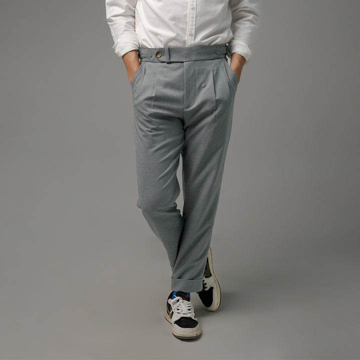 era-won กางเกงขายาว รุ่น Double Belts Trousers V1 ทรง Skinny Crop เอวสูง สี Mad Grey (เทา) 
