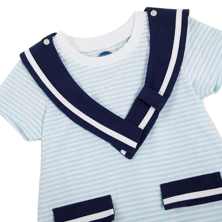 ENFANT (อองฟองต์) ชุดหมีแขนสั้น สำหรับเด็ก 0-12 เดือน คอลเล็กชั่น Marine ผ้าคอตตอน 100% สีฟ้า 