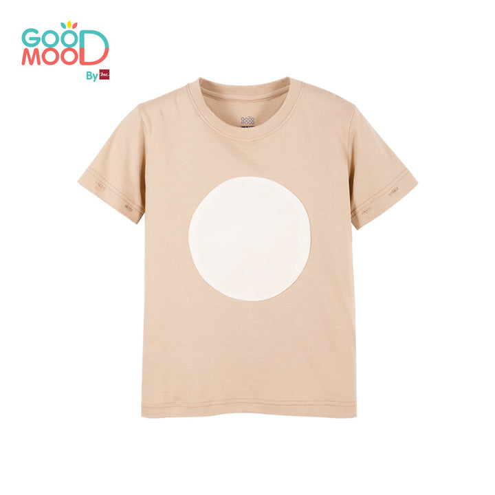 Good Mood by bsc เสื้อยืดคอกลมแขนยาวถอดแขน สีครีม + PATCHES ลายสัตว์ 6 ชิ้น สำหรับเด็กอายุ 2-9 ปี ผ้าคอตตอน ICCSHOPPING
