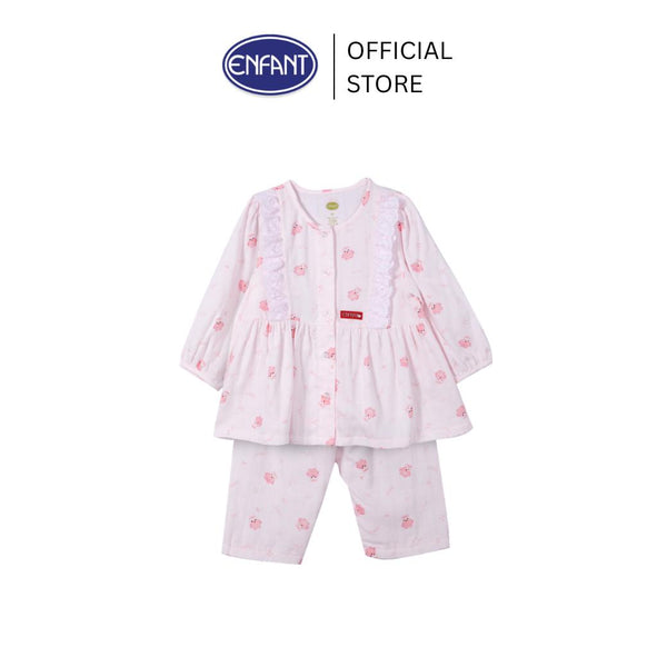 ENFANT (อองฟองต์) ชุดนอนเด็กผู้หญิงแขนยาว+ขายาว ลายนกฮูก สำหรับเด็ก 1-10 ปี คอลเล็กชั่น Owl Sweet dream ผ้าคอตตอนผสมใยไผ่