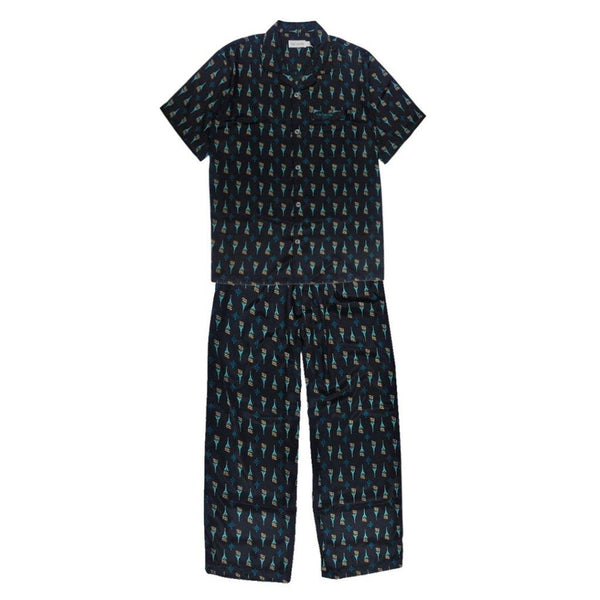 Guy Laroche ชุดนอนคอปก แขนสั้น ขายาว พิมพ์ลาย เนื้อผ้า Polyester ใส่สบาย สีเขียว รุ่น JPP7523S5GR ICCSHOPPING