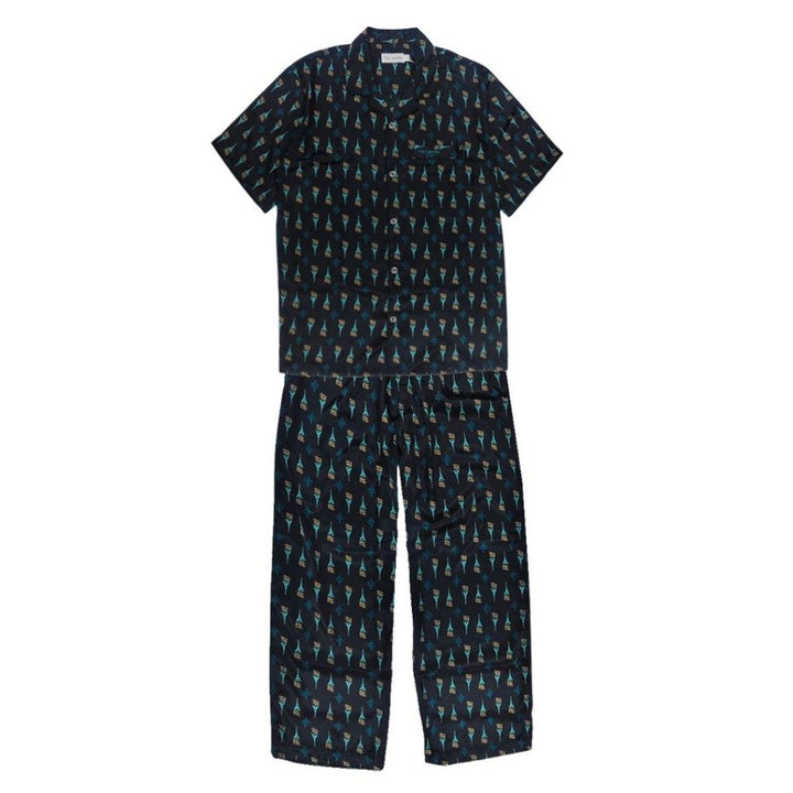 Guy Laroche ชุดนอนคอปก แขนสั้น ขายาว พิมพ์ลาย เนื้อผ้า Polyester ใส่สบาย สีเขียว รุ่น JPP7523S5GR ICCSHOPPING