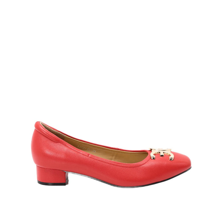 ELLE SHOES รองเท้าหนังแกะ ทรงส้นเหลี่ยม LAMB SKIN COMFY COLLECTION รุ่น Block heel สีแดง ELB003 Elle