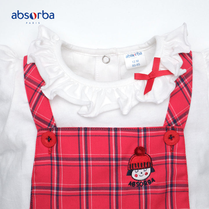 แอ็บซอร์บา ชุดเอี๊ยมหมีสั้น เด็กหญิง สำหรับอายุ 3 -12 เดือน คอลเลคชั่น Lovely Check ICCSHOPPING