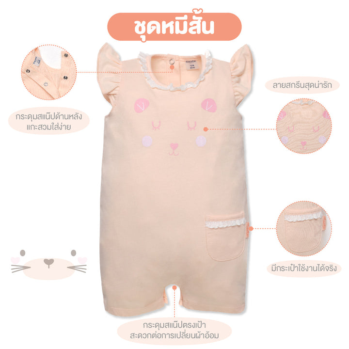 แอ็บซอร์บา ชุดหมีสั้น สำหรับเด็กอายุ 3 เดือน - 1 ปี มี 2 สี ให้เลือก คอลเลคชั่น Petit Safari *จำหน่ายเฉพาะออนไลน์* ICCSHOPPING