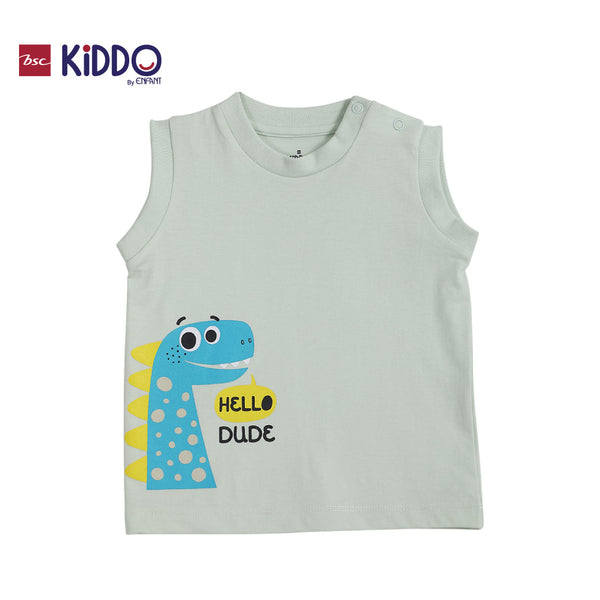 ENFANT (อองฟองต์) BSC KIDDO by Enfant ชุดเสื้อแขนกุด+กางเกงขาสั้น สำหรับเด็ก 3 เดือน - 2 ปี คอลเล็กชั่น DINO DUDE สีเขียว ICCSHOPPING