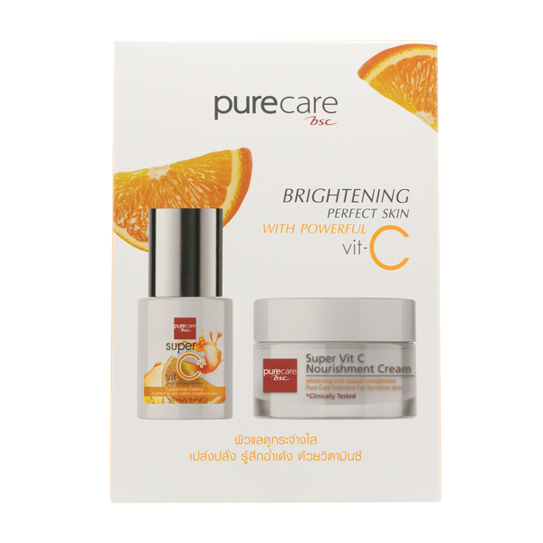 BSC Pure Care (บีเอสซี เพียวแคร์) BRIGHTENING PERFECT SKIN WITH POWERFUL VIT-C 30gx2 Purecare BSC