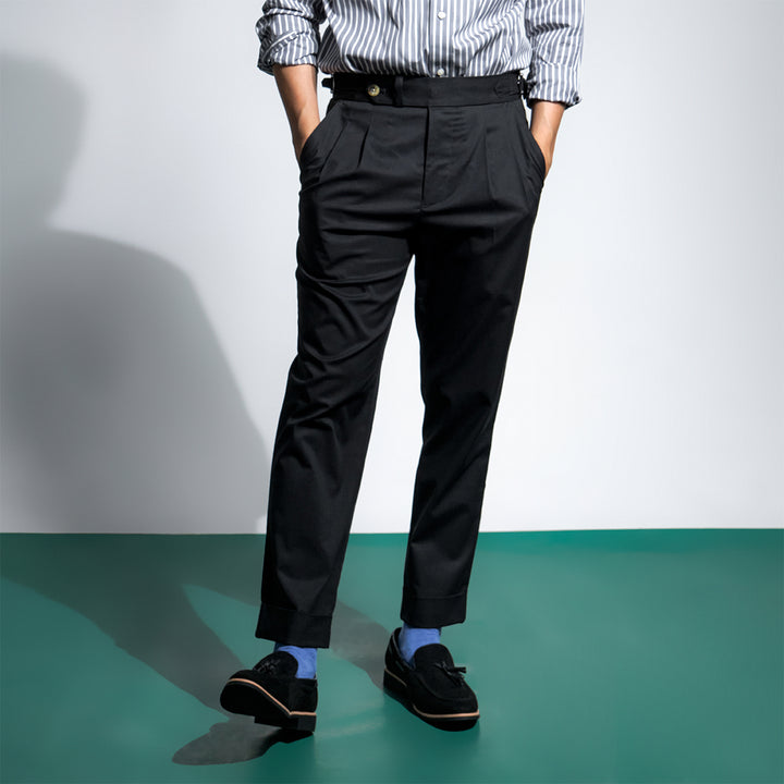 era-won กางเกงขายาว รุ่น DOUBLE BELTS TROUSERS สี Black 