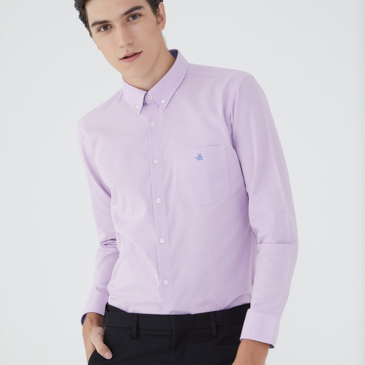 ARROW EASY CARE SHIRT -ดูแลรักษาง่าย สวมใส่สบาย- เสื้อเชิ้ตทำงานแขนยาวสีม่วง ทรง SLIM FIT รหัส MACS961VI 