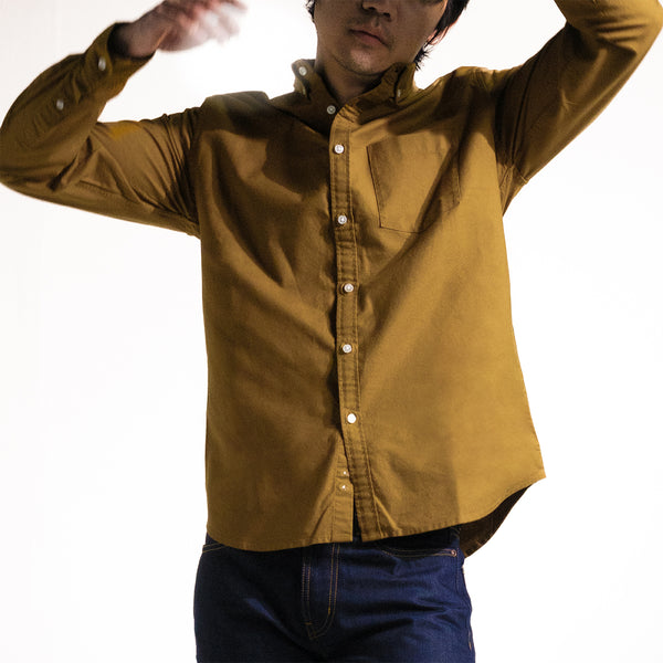 era-won เสื้อเชิ้ต ทรงปกติ Oxford Shirt แขนยาว คอปก สี Mustard 
