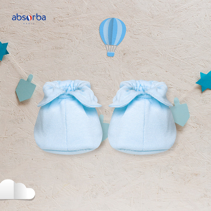 แอ็บซอร์บา (แพ็ค 1 คู่ ) ถุงเท้า สำหรับเด็กแรกเกิด - 3 เดือน สีฟ้า เคลือบคอลลาเจน Petit Lapin ICCSHOPPING