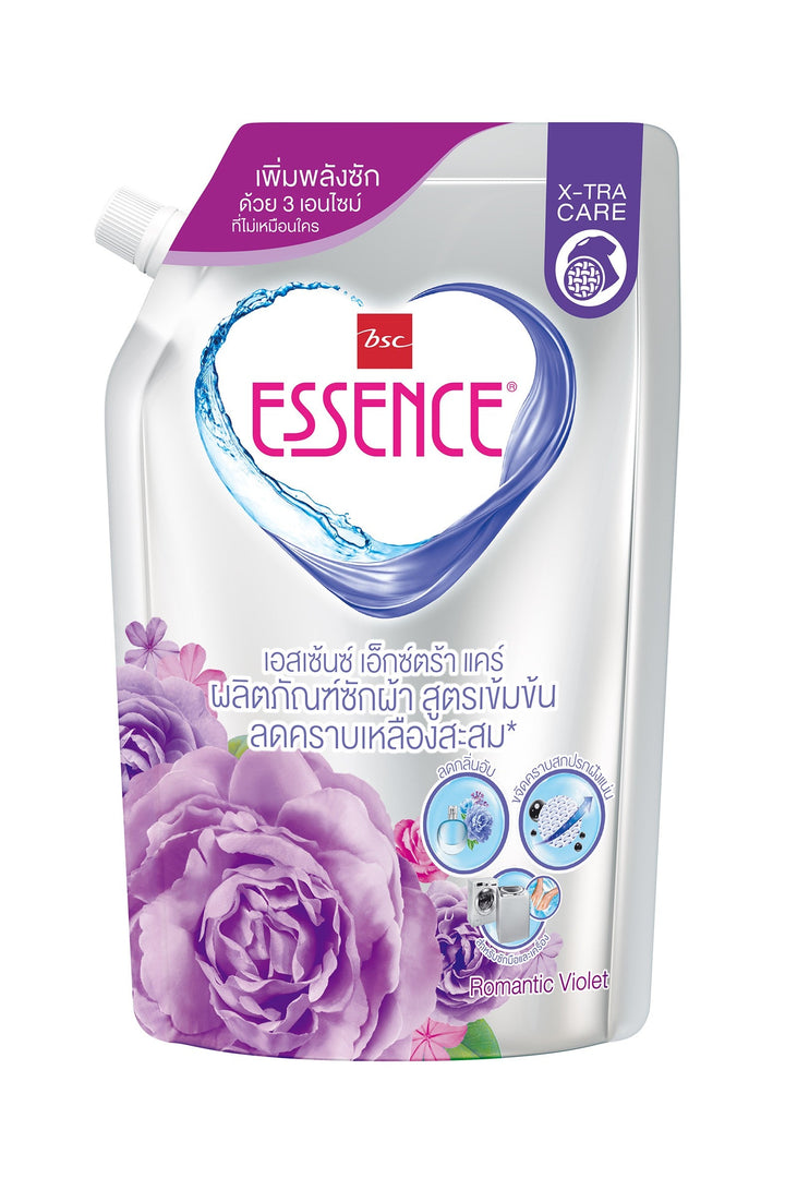 Essence แพ็คคู่สูตรเข้มข้น น้ำยาซักผ้า+ ปรับผ้านุ่ม สีม่วง กลิ่น Romantic Violet (Set 6 ถุง) ICCSHOPPING