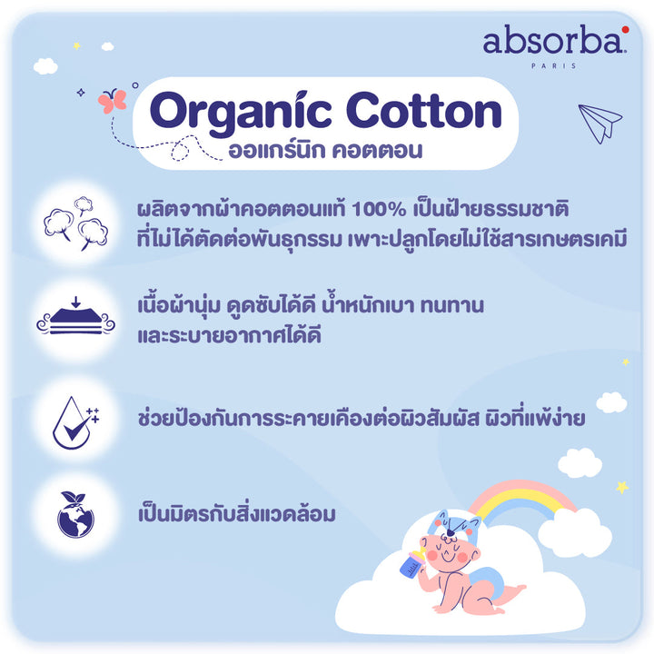 แอ็บซอร์บา ชุดเด็ก เอี๊ยมกระโปรง ออแกร์นิก คอตตอน สำหรับเด็ก 6 เดือน - 2 ปี คอลเลคชั่น Petit Ami ICCSHOPPING