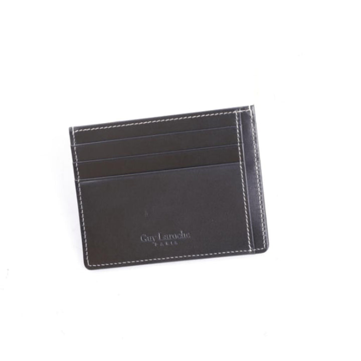 Guy Laroche กระเป๋าใส่นามบัตรหนังเรียบ 6 การ์ด สีดำ (BW16644W5BLS1) ICCSHOPPING