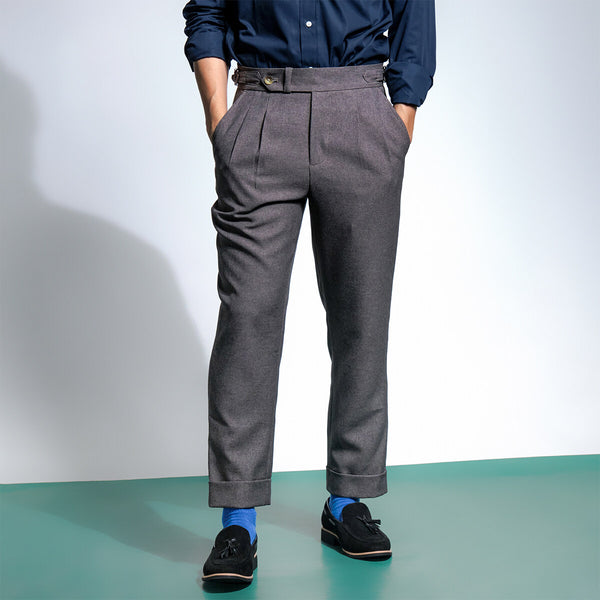 era-won กางเกงขายาว รุ่น DOUBLE BELTS TROUSERS สี Motion grey 