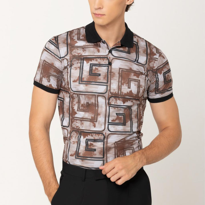 Guy Laroche เสื้อโปโลแขนสั้น สีน้ำตาล เนื้อผ้า 100% Polyester ทรง Extra FIT รุ่น BKL7302W5BR ICCSHOPPING