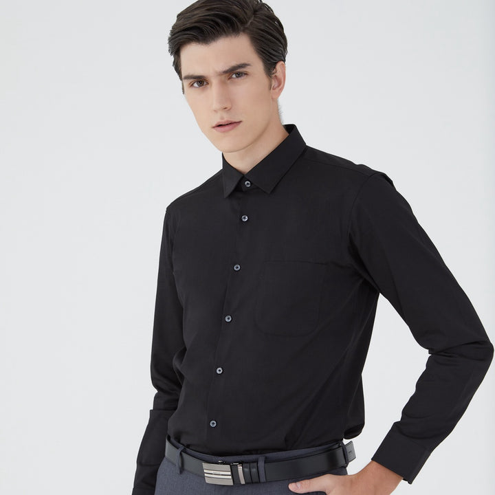 ARROW EASY CARE SHIRT -ดูแลรักษาง่าย สวมใส่สบาย- เสื้อเชิ้ตทำงานแขนยาวสีดำ ทรง SLIM FIT รหัส MACS758 