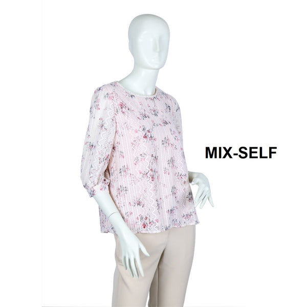MIX-SELF เสื้อเบลาส์ผ้าลายดอกไม้มีลายปัก รุ่น IB74644