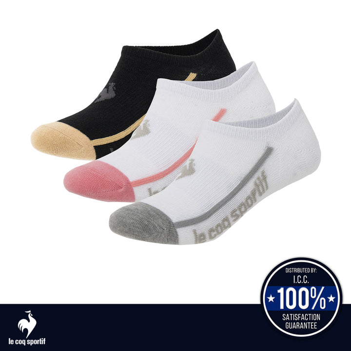 le coq sportif ถุงเท้าสั้น สีเทา-ชมพู-ดำ แพ็ค 3 คู่ (ถุงเท้า, sock, กีฬา, sport, lecoq, เลอค็อก) ICCSHOPPING