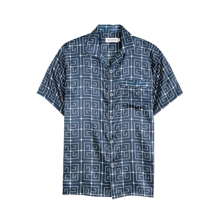 Guy Laroche ชุดนอนผ้าซาติน คอปก แขนสั้น ขายาว พิมพ์ลาย รุ่น JPP7522W4 ICCSHOPPING