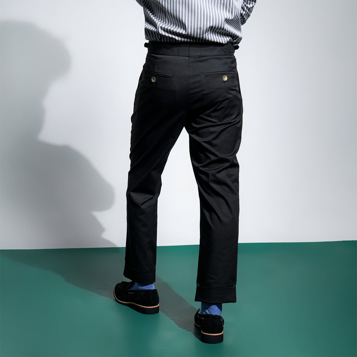 era-won กางเกงขายาว รุ่น DOUBLE BELTS TROUSERS สี Black 