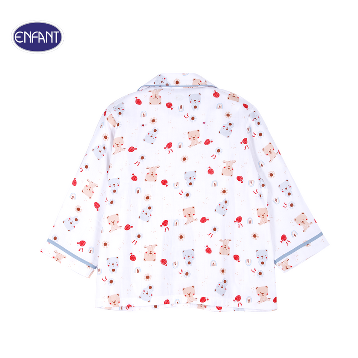 ENFANT (อองฟองต์) ชุดนอนแขนยาว+กางเกงขายาว สำหรับเด็ก 1-10 ปี คอลเล็กชั่น Little Bear ผ้าคอตตอนผสมใยไผ่ สีขาว 