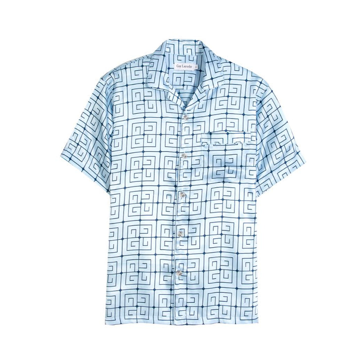 Guy Laroche ชุดนอนผ้าซาติน คอปก แขนสั้น ขายาว พิมพ์ลาย รุ่น JPP7522W4 ICCSHOPPING