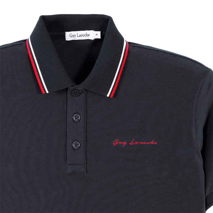 Guy Laroche เสื้อโปโลแขนสั้น สีดำ ใส่สบาย สีสด ไม่ซีดง่าย ทรง Extra FIT รุ่น BKL6301W5BL ICCSHOPPING