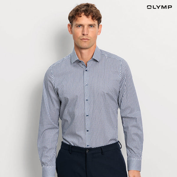OLYMP  Level Five Shirt เสื้อเชิ้ตชาย ลายพิมพ์ ดอกไม้ ทรงพอดีตัว ยืดหยุ่นได้ดี รีดง่าย SPRI24 