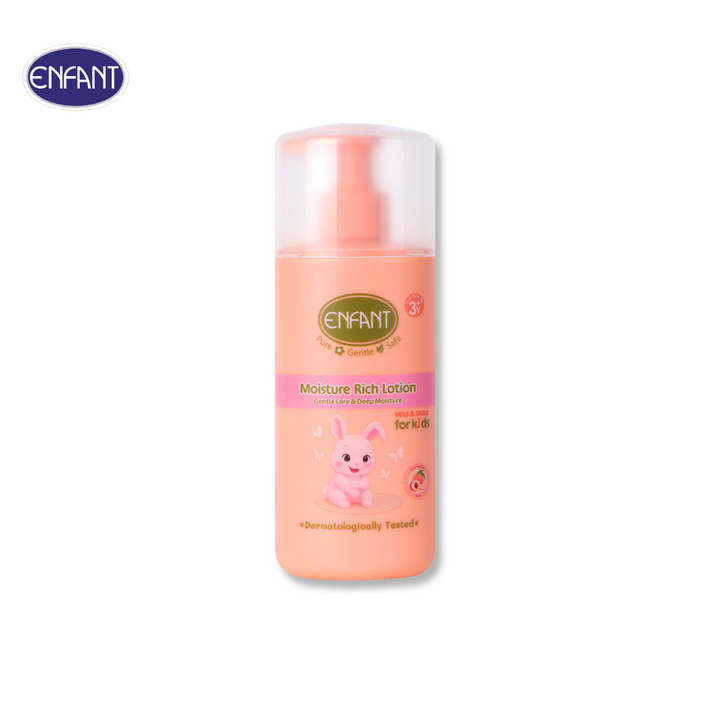 ENFANT (อองฟองต์) Mild & Shine Moisture Rich Lotion โลชั่นบำรุงผิว กลิ่น เพียวพีชชี่ สำหรับเด็ก 3 ปีขึ้นไป 250ml. ENFANT