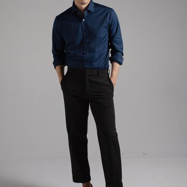era-won เสื้อเชิ้ตเอราวอนแขนยาว ปกป้าน  รุ่น QUIET SHIRT  สี Navy