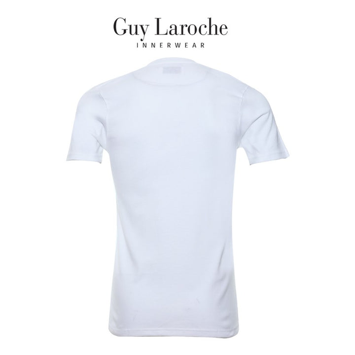 Guy Laroche เสื้อ T-Shirt ผ้า 100% Cotton คอวีเนื้อแน่นนุ่มสบาย สีขาว 