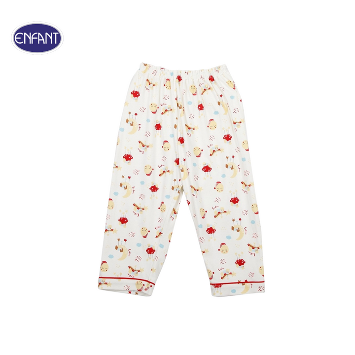 ENFANT (อองฟองต์) ชุดนอนแขนยาว+กางเกงขายาว สำหรับเด็ก 1-10 ปี คอลเล็กชั่น Sleepy Bear ผ้าคอตตอนผสมใยไผ่ สีครีม 