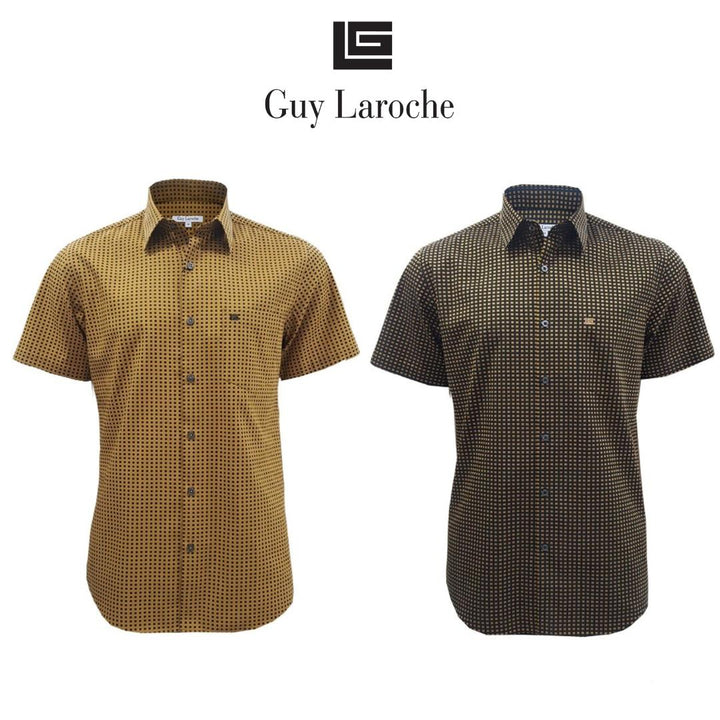 Guy Laroche เสื้อเชิ้ตลำลองแขนสั้นทรง SLIM FIT มีให้เลือก 2 สี สีดำ และ สีน้ำตาล BAC9200S4 ICCSHOPPING