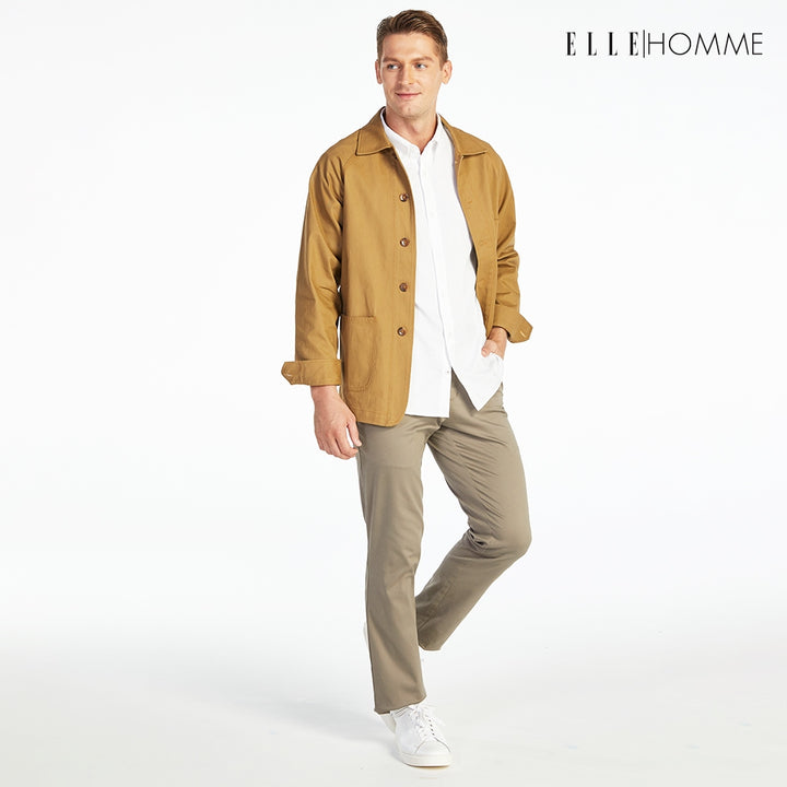 ELLE HOMME เสื้อแจ็คเก็ตผู้ชาย สไตล์ Casual สีเบจ W8J237 