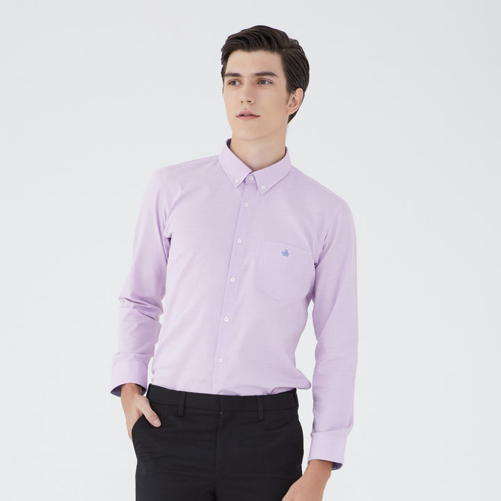 ARROW EASY CARE SHIRT -ดูแลรักษาง่าย สวมใส่สบาย- เสื้อเชิ้ตทำงานแขนยาวสีม่วง ทรง SLIM FIT รหัส MACS961VI 