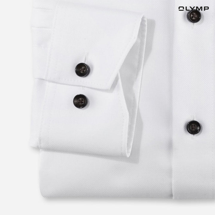 OLYMP  LUXOR Shirt เสื้อเชิ้ตผู้ชายแขนยาว สีขาว ผ้าเท็กเจอร์ ใส่สบาย รีดง่าย AUTU24 