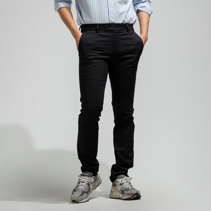 era-won กางเกงสแลคขายาว ทรงเดฟ Super Skinny  มียางยืด รุ่น Workday University - R สี Student Black (ดำ) ICCSHOPPING