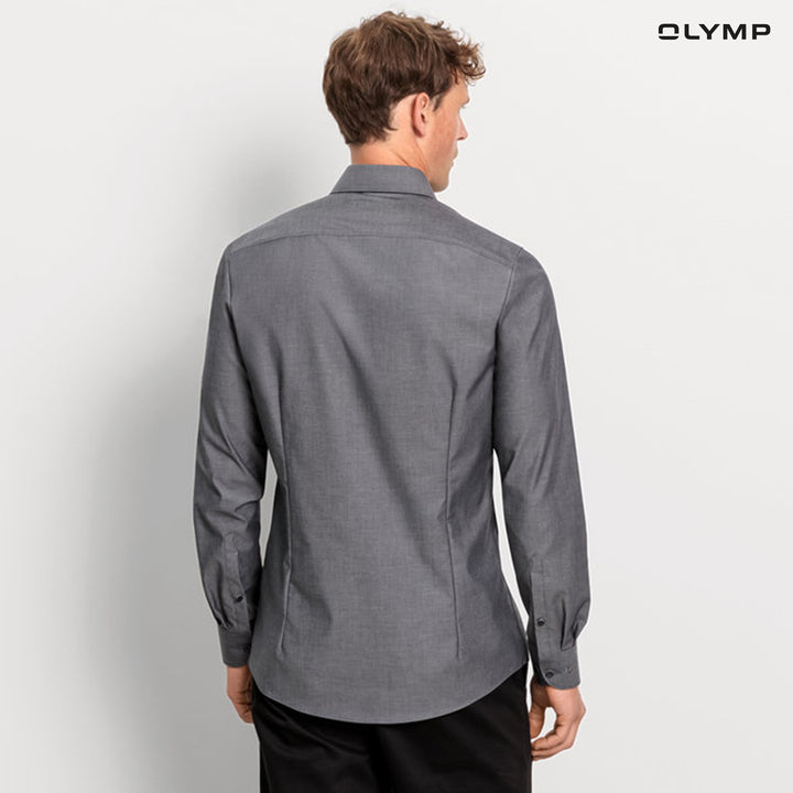 OLYMP  Level Five Shirt เสื้อเชิ้ตผู้ชายแขนยาว สีเทา ผ้าเท็กเจอร์ ทรงพอดีตัว ยืดหยุ่นได้ดี รีดง่าย  AUTU24 