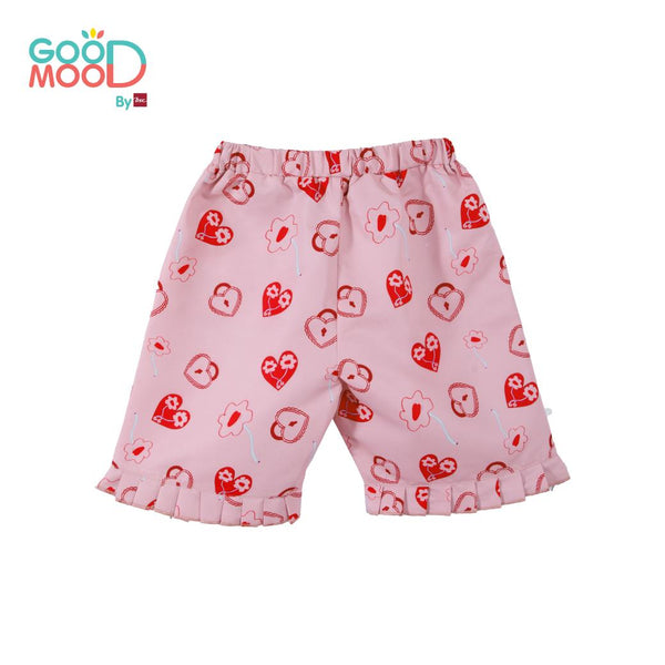GOOD MOOD กางเกง สามส่วนพิมลายหัวใจ สีชมพู สำหรับเด็กอายุ 2-9 ปี ICCSHOPPING
