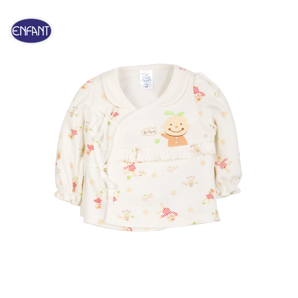 ENFANT (อองฟองต์) ชุดเสื้อป้ายแขนยาว + กางเกงขายาว สำหรับเด็ก 0-6 เดือน คอลเล็กชั่น น้องออร์ก้า ผ้าคอตตอน 100% สีครีม 