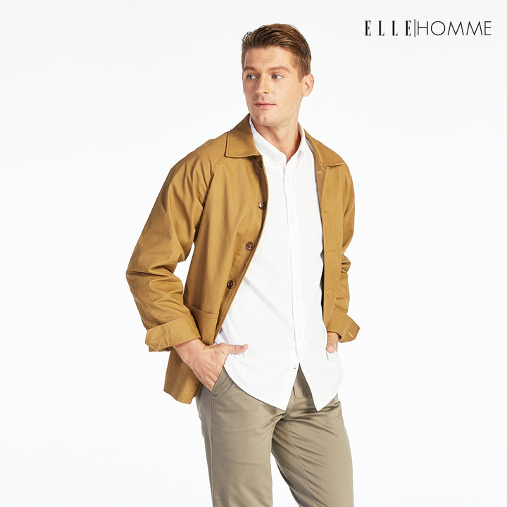 ELLE HOMME เสื้อแจ็คเก็ตผู้ชาย สไตล์ Casual สีเบจ W8J237 