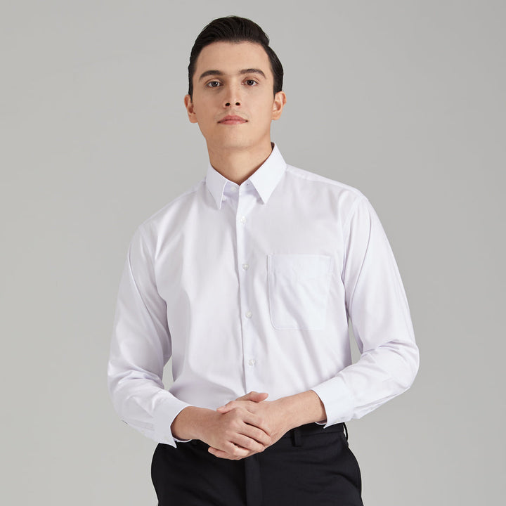 ARROW Wrinkle Free SHIRT -รีดง่าย ยับยาก - เสื้อเชิ้ตทำงานแขนยาวสีขาว ทรง COMFORT FIT  รหัส MACC9U9W2BRWH 