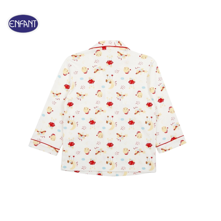 ENFANT (อองฟองต์) ชุดนอนแขนยาว+กางเกงขายาว สำหรับเด็ก 1-10 ปี คอลเล็กชั่น Sleepy Bear ผ้าคอตตอนผสมใยไผ่ สีครีม 