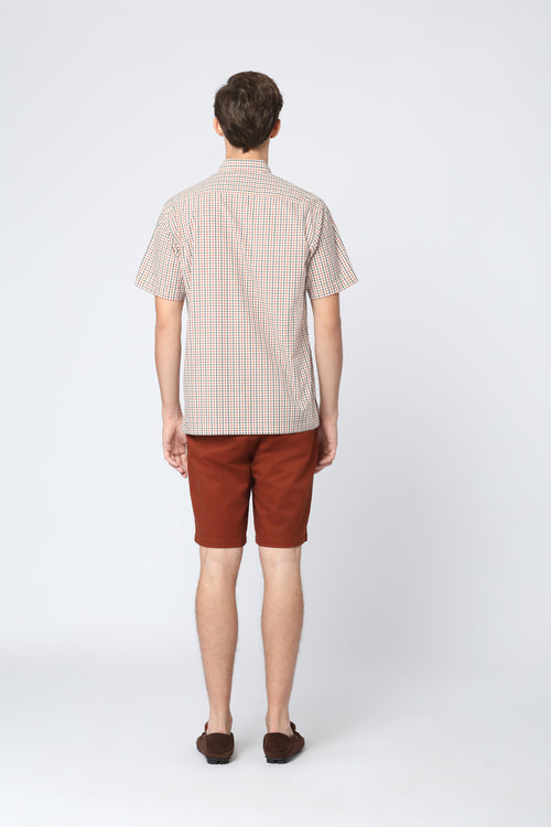 ARROW Classic Check Cotton Shirt เสื้อเชิ้ตแขนสั้น ลายตารางคลาสสิก ทรง Comfort MACC10E-CR 