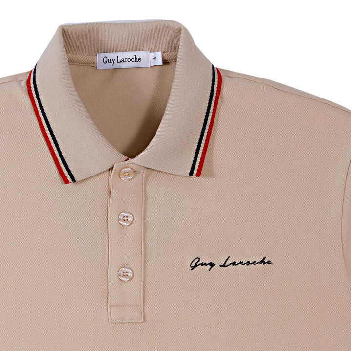 Guy Laroche เสื้อโปโลแขนสั้น สีเบจ ใส่สบาย สีสด ไม่ซีดง่าย ทรง Extra FIT รุ่น BKL6301W5BE ICCSHOPPING