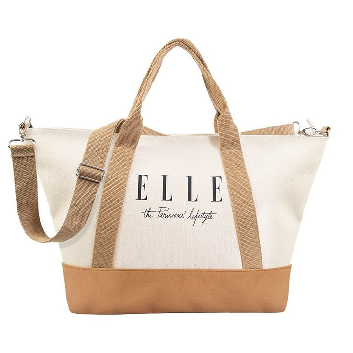 ELLE HOMME BAG กระเป๋าผ้า CANVAS กระเป๋าสะพายใบใหญ่ มีซิป H8H008 