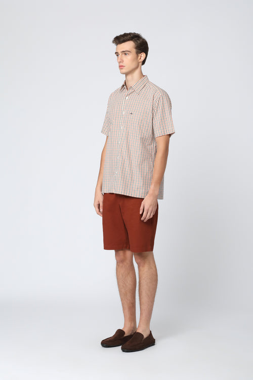 ARROW Classic Check Cotton Shirt เสื้อเชิ้ตแขนสั้น ลายตารางคลาสสิก ทรง Comfort MACC10E-CR 